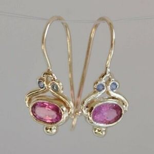 14k Yellow Gold Pink Tourmaline Earrings